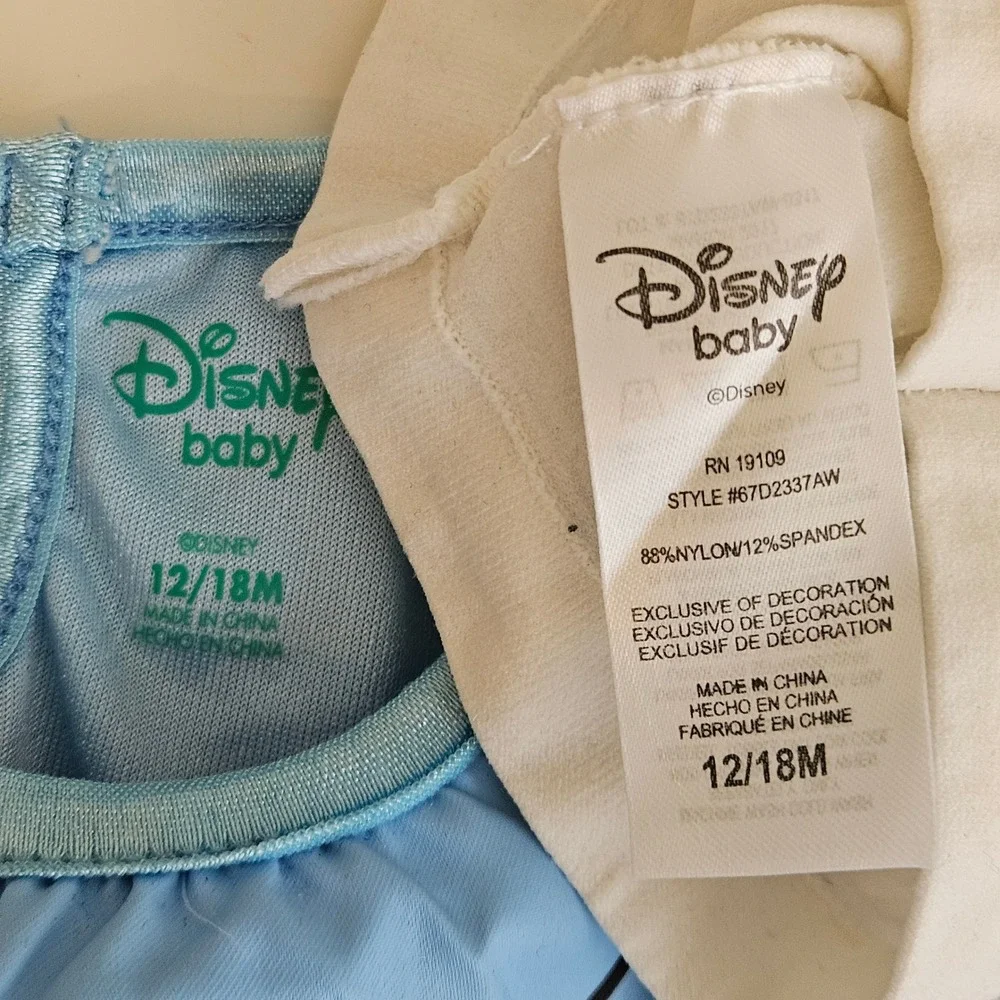Disney Baby Alice in Wonderland Costume 12/18M Blue Velvet Tulle Set Check Legs